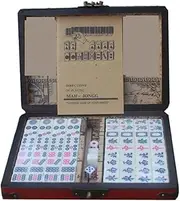 Mahjong Set Small MahJongg Tile Set Chinese Mahjong Game Set 144 Numbered Melamine Tiles with Wood Box Chinese Mah Jongg Set