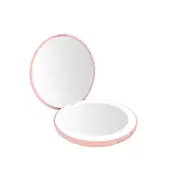 LED Lighted Travel Makeup Mirror, Daylight Compact Portable Large Lighted Folding Mirror 5 Inch Wide ,Rose Gold