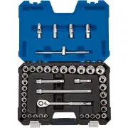 Draper Expert Metric Imperial Socket Set 1/2"D Blue 41pc 12 Point Chrome 16467