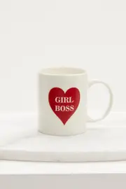 White Plus Girl Boss Slogan Mug
