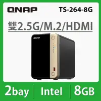 在飛比找momo購物網優惠-【QNAP 威聯通】TS-264-8G 2Bay NAS 網