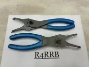 Snap-on Tools USA 2pc NEW LARGE .090 Tip 45° & 90° PEARL BLUE Snap Ring Pliers