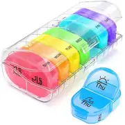 Pill Box 2 Times a Day, Weekly Pill Organizer AM PM Case to Hold Vitamin, Medici