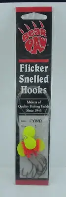 Bear Paw FYWB-2 Wide Bend Hook Yellow Blade Snelled Hook Size 2
