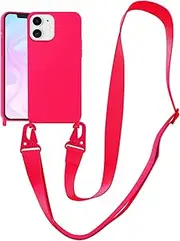 VooDirop Compatible with iPhone X/Xs Case with Lanyard Crossbody iPhone Case with Strap Adjustable Shockproof Drop Protection Silicone Phone Cover for iPhone X/Xs 5.8’’ Neon Pink
