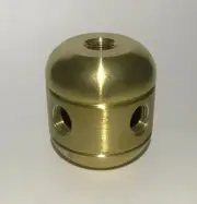 New Large Turned Brass 2 Pc. Lamp Cluster Body, 4 Holes, 1/4F Bottom, Unfinished