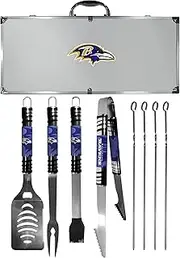 Siskiyou Unisex Denver Broncos 8 pc Tailgater BBQ Set F8BQ020-P, Unisex, Baltimore Ravens 8 pc Tailgater BBQ Set, F8BQ180, Gray, Set of 8