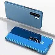 LYX Electroplating Mirror Horizontal Flip Leather Case for Huawei P30 Pro, with Holder(Black) Classic (Color : Sky Blue)