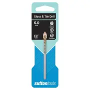 Sutton Tools 6mm Glass & Tile Drill Bit Carded, Tungsten Carbide Tip TCT