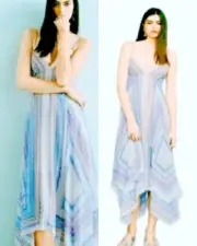 NWT BCBG MAXAZRIA ISABELA PRINT BLOCKED FIF & FLARE ASYMPTOMATIC DRESS SIZE M
