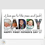 FIRST FATHERS DAY GIFT personalised DADDY WORD photo print A4 laminated gifts