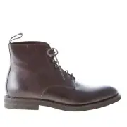 MIGLIORE men shoes made in Italy Dark brown leather plain toe laced ankle boot