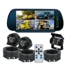 7" Quad Monitor Mirror 4PIN 3x Side Rear View Reversing Camera 3x 10m Caravan Rv