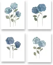 XUOIAYNB Watercolor Blue Flower Art Print-Blossom Hydrangea Floral Canvas Wall A