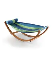 [Keezi] Kids Timber Hammock Bed Swing in Blue/Green