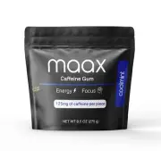 Maax Caffeine Energy Gum | 125mg Caffeine per Piece | Coolmint Flavor