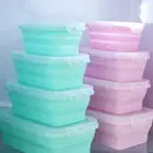 4 Pcs Collapsible Silicone Food Container Portable Bento Lunch Box Microwave