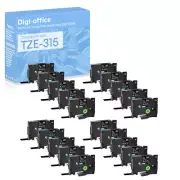 20PK Compatible with Brother PT-H110 Tze-315 Label Tape White on Black 0.23"