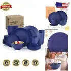 Microwave Safe Blue Wheat Straw Dinner Set - 40pc Gift-Ready for Any Occasion