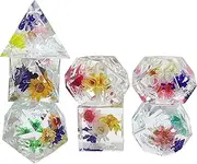 7pcs Multi Sided Dice Built-in Flower Pattern D4 D6 D8 2xd10 D12 D20 for Board Games Accessories Role Playing Bulk (Color : Transparent)