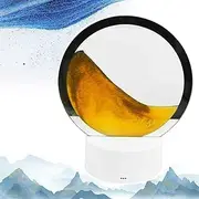3D Moving Sand Art Table Lamp, 360° Rotating Hourglass Decoration, 3D Mobile Sand Painting Table Lamp Round Glass Flowing Sand Art Desktop Decor for Adult Kid Calm Relaxing