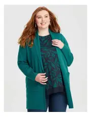 [Taking Shape] Soft Touch Knit Pocket Cardigan in Jade Green