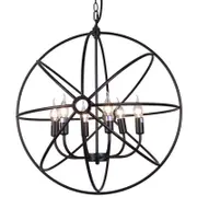 Amonson Lighting Foucault's Orb Iron Chandelier Black Iron Replica-Small