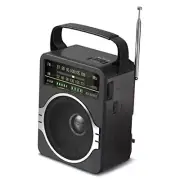 Portable AM FM Radio, Bluetooth 5.0 Radio 5 Watts Loud Speaker,FM Radio BLACK