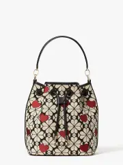 spade flower jacquard hearts medium bucket bag