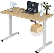 FLEXISPOT Pro Bamboo 3 Stages Dual Motor Electric Standing Desk 120x60 cmes Whole-Piece Desk Board Height Adjustable Desk Electric Stand Up Desk Sit Stand Desk(White Frame + Bamboo Desktop)