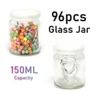 96x Small Glass Heart Jars 150ML Storage Container Decor Spice Bottle Kitchen