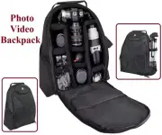 Deluxe Photo/Video Padded Backpack Case For Panasonic Lumix DC-FZ82 DC-FZ83