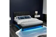 Artiss Bed Frame Double Size LED Black RAVI