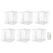Clear Cake Box with Ribbon, 6Pcs 12"x12"x14" for 10 Inch Cake Packing (White)
