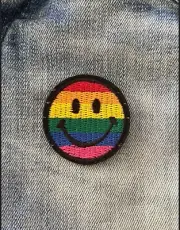 Rainbow Smile Face Iron On Patch For Denim Jacket, LGBT Pride, Hippy, Happy Face