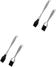 Abaodam 2sets Stainless Steel BBQ Oil Brush Set 2-Piece Basting Brush for Grilling Kitchen Cooking Heat Resistant Dishwasher Safe Silicone 2pcs*2