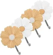 Small Wall Hooks 4pcs Decorative Daisy Wall Hangers Adhesive Hat Hooks for Living Room Bathroom Random Color
