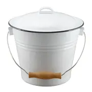 Falcon Vintage Style Enamel Kitchen Scraps Bucket White Black Trim