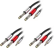 Ysyaxsyt 3pcs 3.5mm to Dual 6.5mm Adapter Jack Audio Cable 3.5 to 6.5 AUX Cord 3.5 Jack Splitter for Guitar Mixer Amplifier Bass