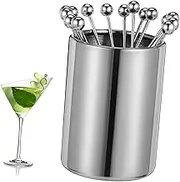 UTHCLO Reusable Appetizer Picks Metal Cocktail Sticks Storage Holder for Cocktails Desserts