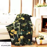 Green Clovers Woven Tapestry Throw Blanket, Grass Nature Boho Textile Wall Art