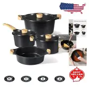 Induction Compatible Nonstick Cookware Set - 7 Pieces with Bakelite Handles