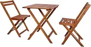 vidaXL 3 Pieces Solid Acacia Wood Folding Bistro Set Weather Resistant 2 Chairs and 1 Table Garden Lounge Set Outdoor Patio Furniture