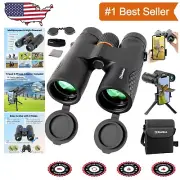 High Powered 12x42 Binoculars with Tripod & Phone Adapter for Outdoor Adventures