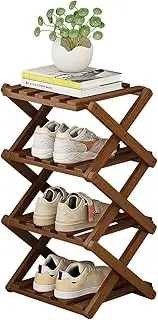 4 Tier Shoe Rack, Bamboo Foldable Shoes Organizer Free Standing Shelf for Entryway, Closet, Bedroom, Hallway