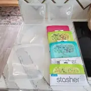 stashers set of 8 reusable bags food grade storage or store lego, toys on the go