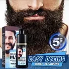2 in 1 Beard Mustache Natural Men Hair Color Shampoo Permanent Black Dye T6X9: