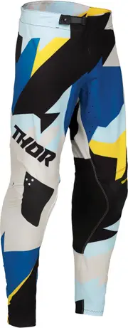 Thor Sportmode Brave, textile pants , color: Black/Blue/Light Blue/Yellow , size: 30