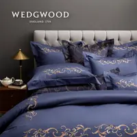 在飛比找蝦皮商城優惠-【WEDGWOOD】豐饒之角(藍) 400織長纖棉刺繡床包薄