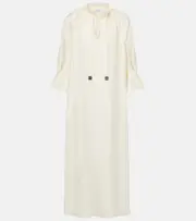 [Max Mara] Max Mara Jene linen and silk-blend maxi dress UK 6 white